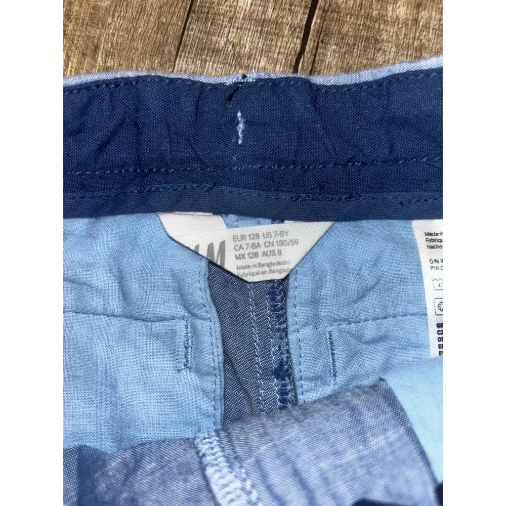 H&M Boys Blue Linen Blend Chino Shorts Size 7-8Y Dress Shorts Light Blue‎